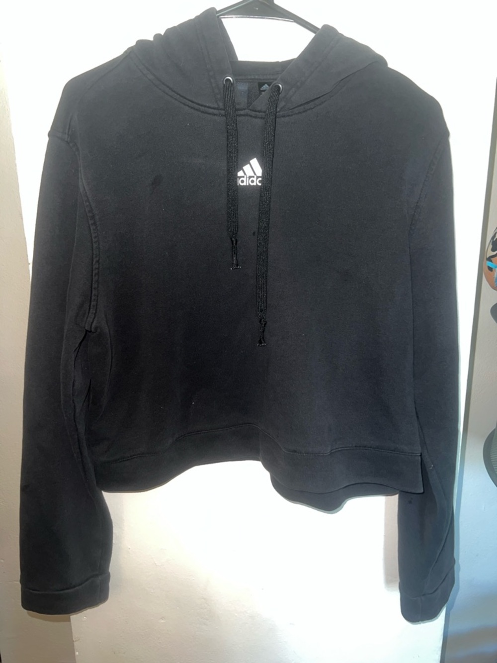 adidas Black Pullover Cropped Hoodie